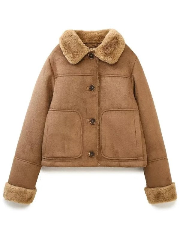 SerenaWardrobe Casual Luxe - Brown Faux Fur