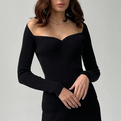 SerenaWardrobe Classic Charm - Ribbed Off-Shoulder Top