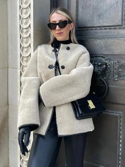 SerenaWardrobe Classic Luxe - Toggle Wool Coat