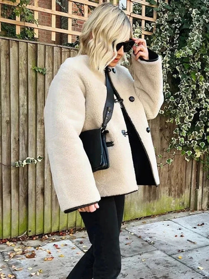 SerenaWardrobe Classic Luxe - Toggle Wool Coat