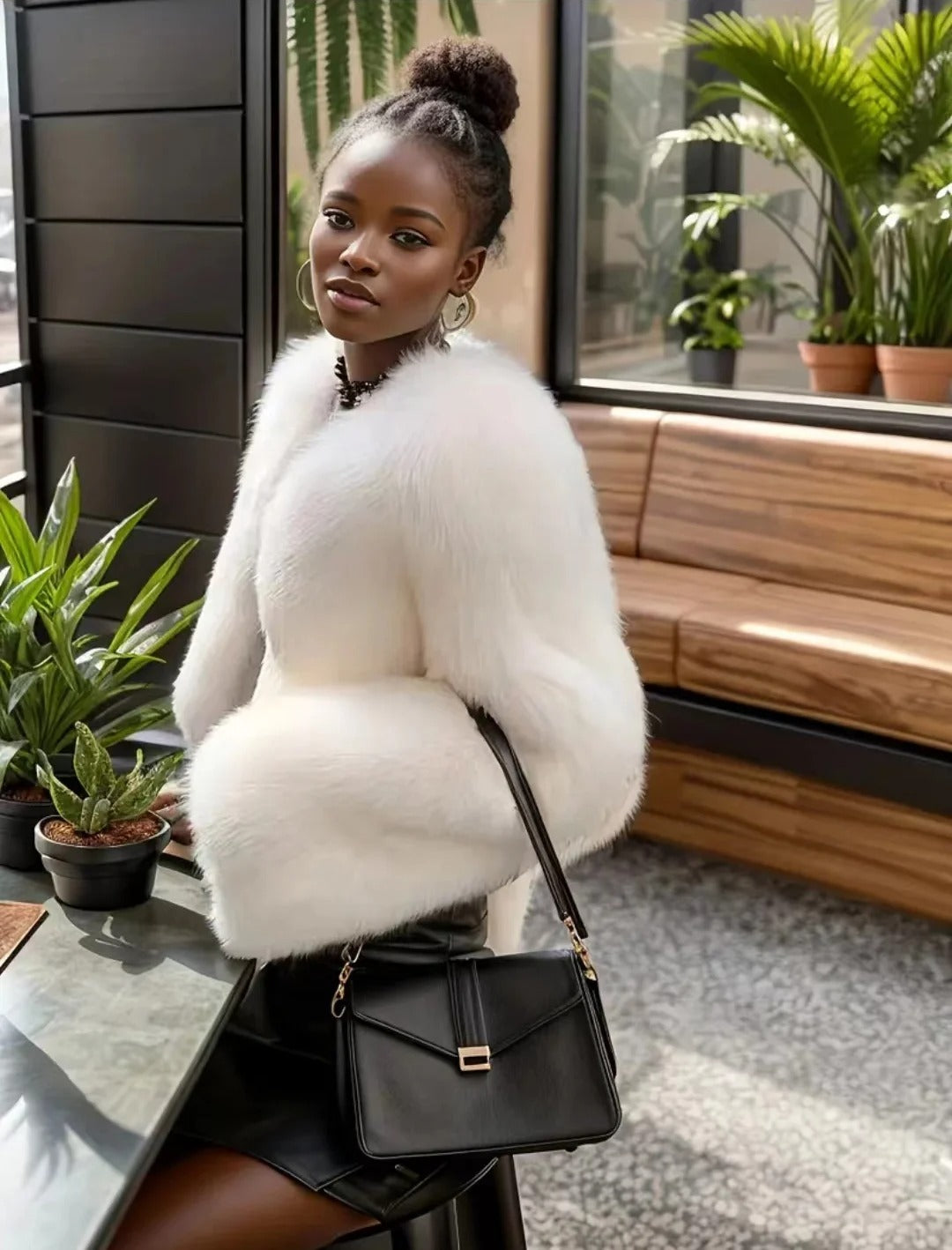 SerenaWardrobe Luxe Faux Fur Jacket - Elegant Winter Glamour