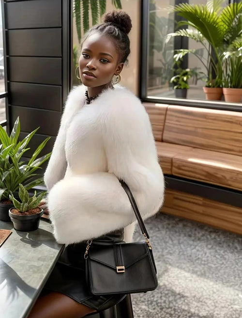 SerenaWardrobe Luxe Faux Fur Jacket - Elegant Winter Glamour