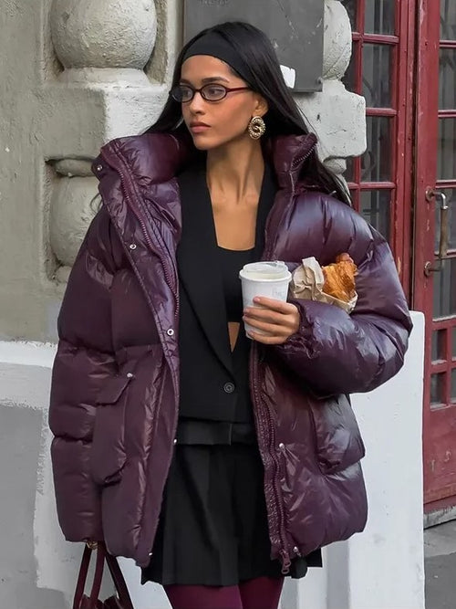 SerenaWardrobe Luxe Plum - Oversized Coat