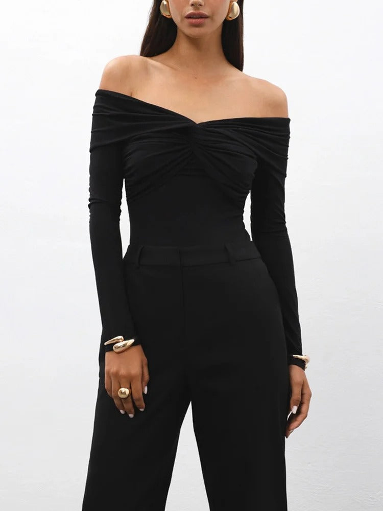 SerenaWardrobe Luxe Twist - Off-Shoulder Top