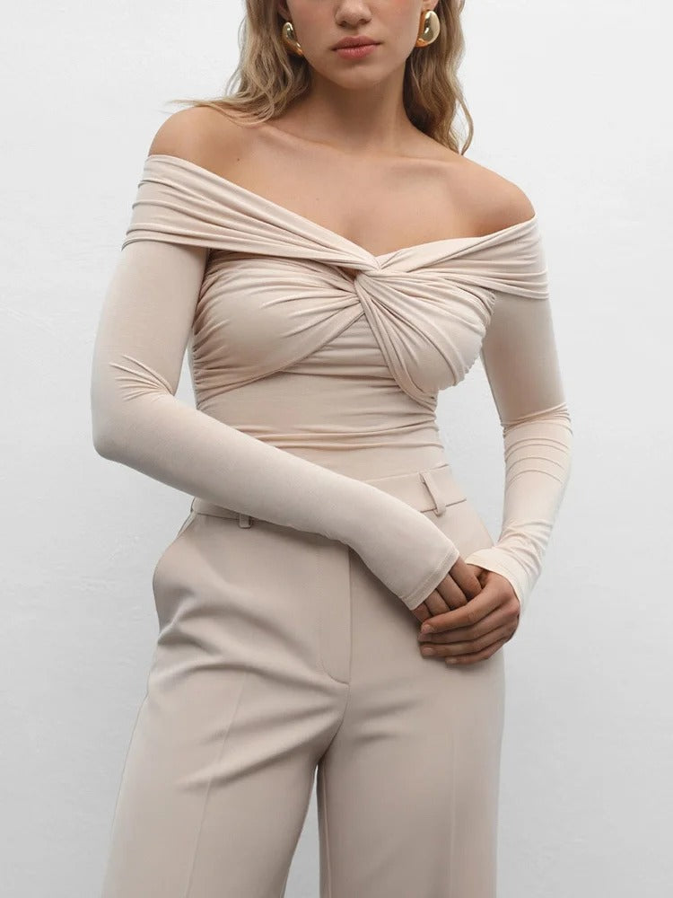 SerenaWardrobe Luxe Twist - Off-Shoulder Top