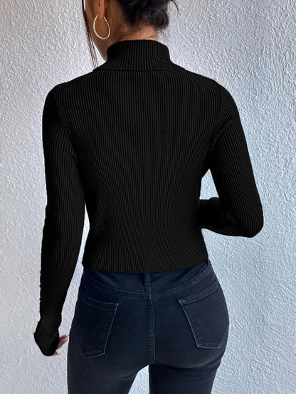 SerenaWardrobe Pearl Accent  - Women's Turtleneck Sweater