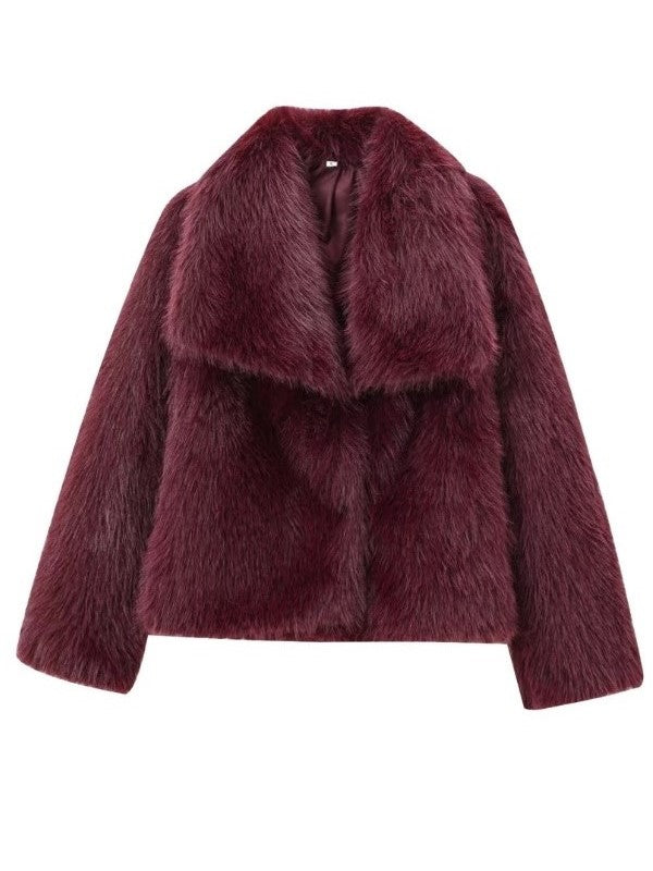 SerenaWardrobe Glow - Women's Elegant Fur Coat