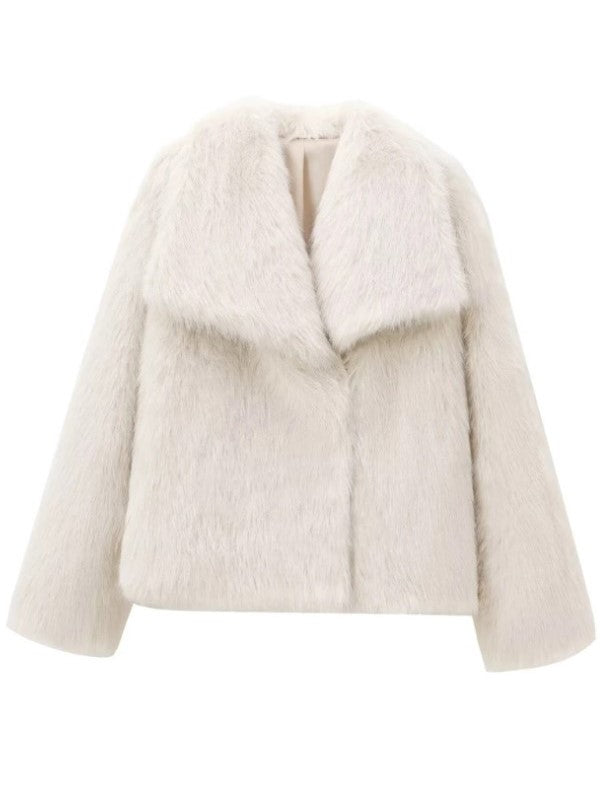 SerenaWardrobe Glow - Women's Elegant Fur Coat