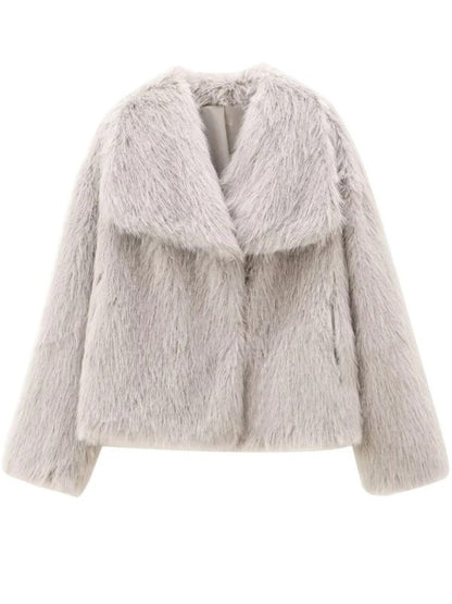 SerenaWardrobe Glow - Women's Elegant Fur Coat